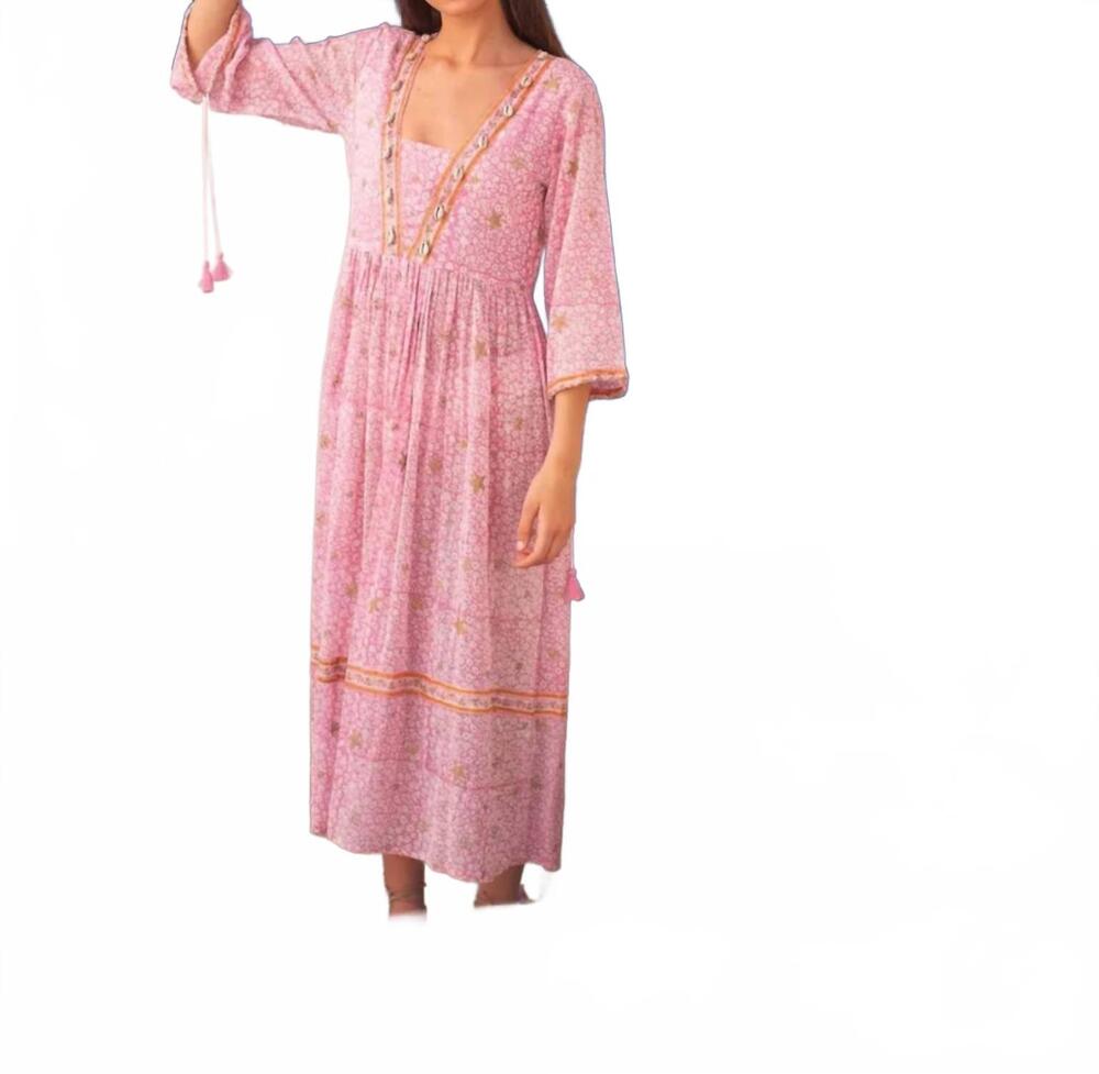 NEW BELL BY ALICIA BELL violet cotton midi dress in pink
